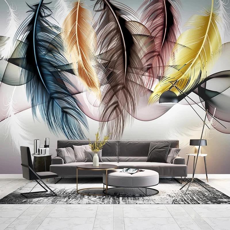 Papier peint mural 3D feuilles colorées revêtement adhésif salon
