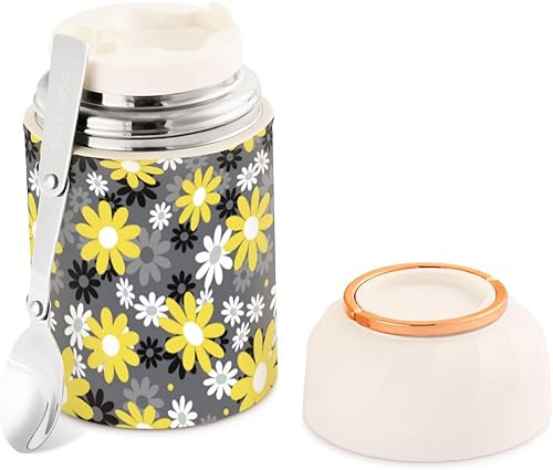 Chamomile Flowers Food Jar with Spoon Stainless Steel Vacuum Insulated Food Container 17 oz Food Flask for Lunch