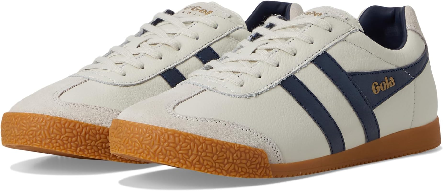 GolaMen's Harrier Leather Sneaker, Off-White/Navy/Navy, 10.5