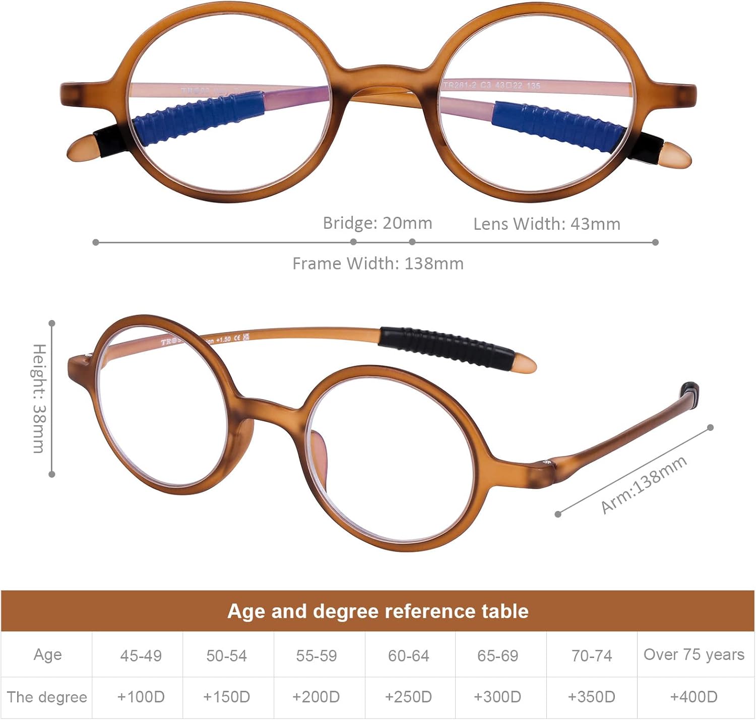 DOOViC Round Reading Glasses Blue Light Blocking Readers Flexible Lightweight Fashion Design Round Readers for Women Men +3.5 Strength - Image 2