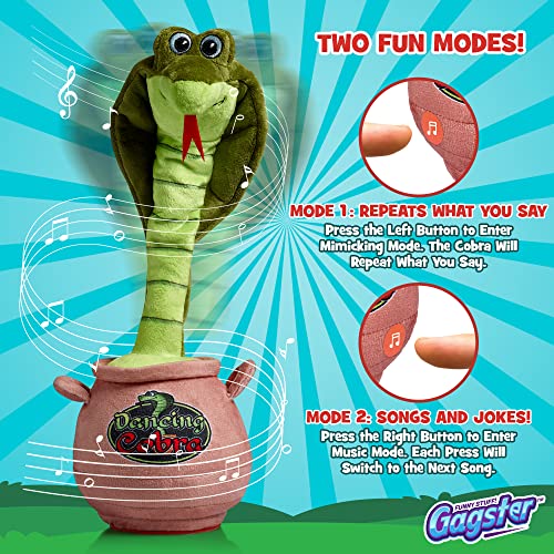 Gagster Dancing Cobra Snake - Dancing, Talking, Mimicking Cobra Snake Toy - Great For Kids & Adults - Singing, Joking, And Repeating What You Say - Perfect Gag Gift Plush Novelty Mimic Toy #TOP3
