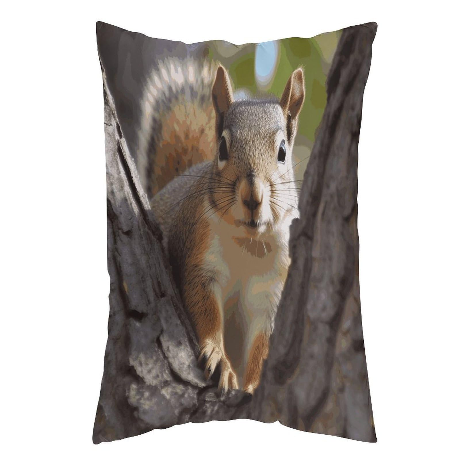 LDGSUPH Squirrel in The Tree Pillow Cases Soft Pillowcase with Invisible Zipper Wrinkle Resistant Pillow Covers Breathable Removable Pillow Protector for Bed Sofa Car 16 "x24