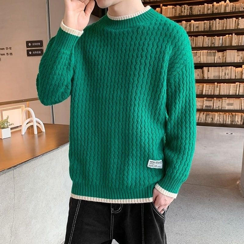 Men's Round Neck Sweaters for Spring and Autumn, Loose Fit for Youth, Outerwear Knitted Sweaters3