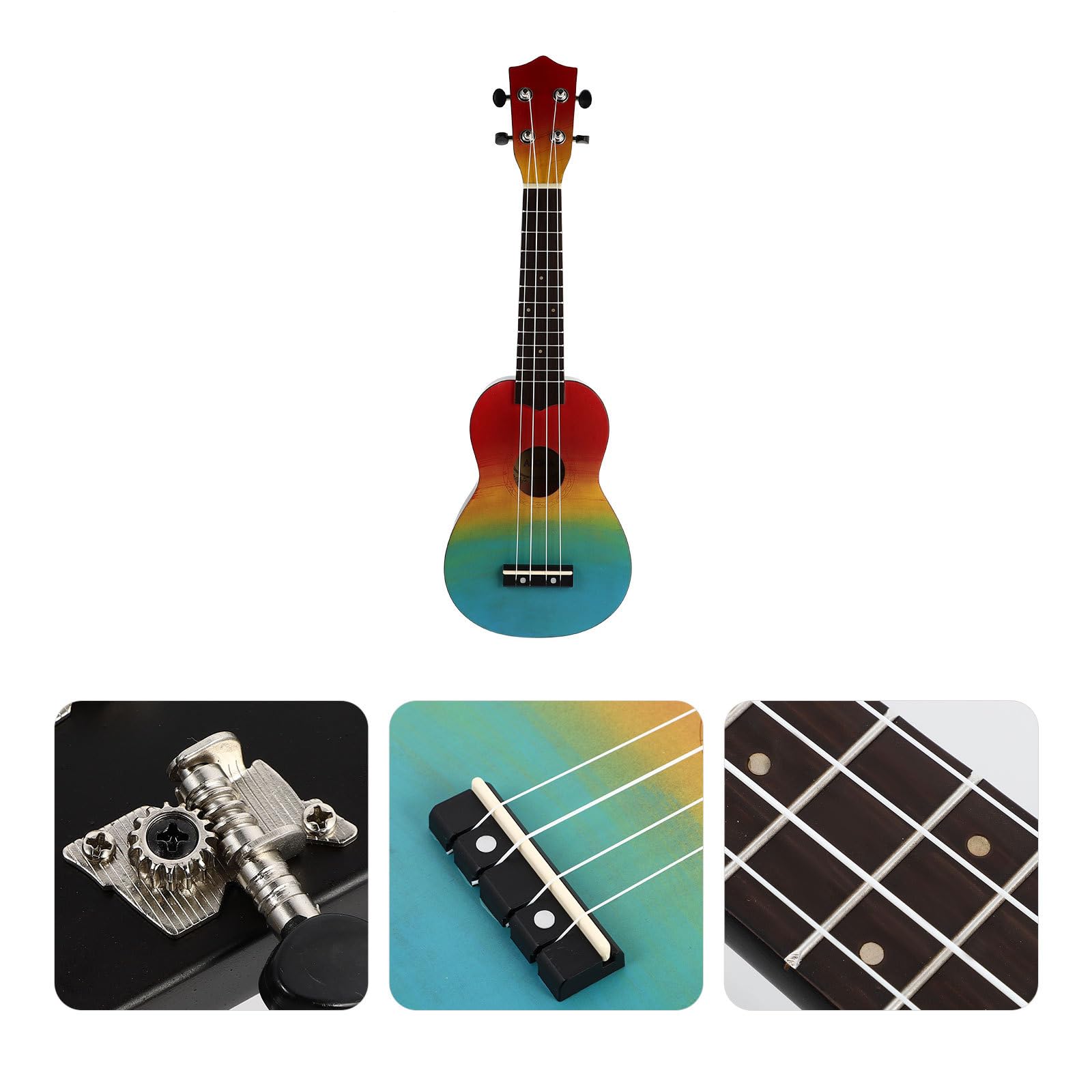 Hemobllo Ukelele de 21 Pulgadas Pintado a Mano, Guitarra Pequeña de Madera Natural, Kit para Principiantes Funda de Mochila, Instrumento Musical Infantil, Diseño Colorido y Portátil