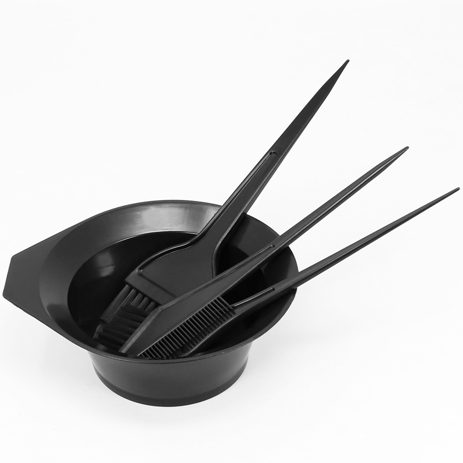COM-FOUR® 8-czesciowy zestaw do koloryzacji wlosów z róznymi pedzlami i czarna miseczka koloryzujaca, zestaw do mieszania srodków koloryzujacych do wlosów (Zestaw do farbowania wlosów - 08 sztuk)