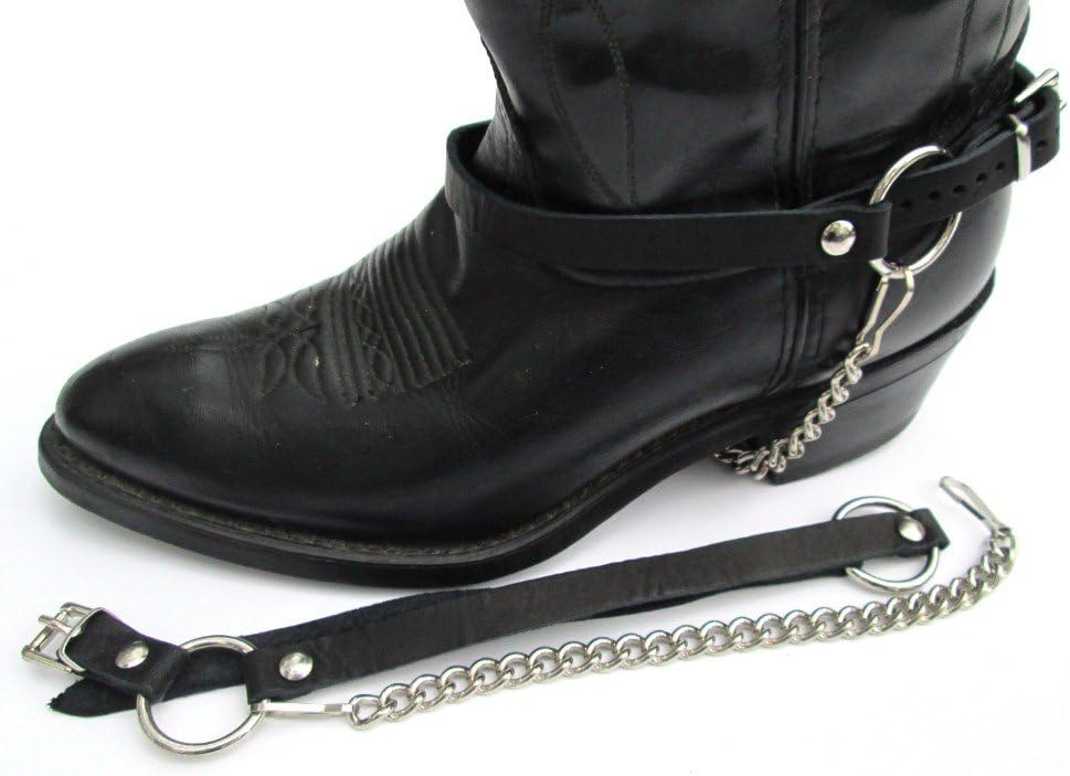 Dangerous Threads Western Boots Boot Chains Black Leather Harness Straps