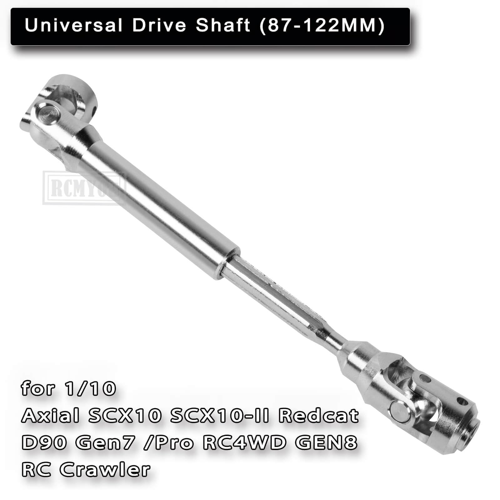 RCMYou 87-122MM Universal Drive Shaft Axles Upgrades Part for 1/10 Axial SCX10 SCX10 II Redcat D90 Gen7 /Pro RC4WD GEN8 RC Crawler,2PCS #45 Steel Driveshaft Hop-Ups,Silver