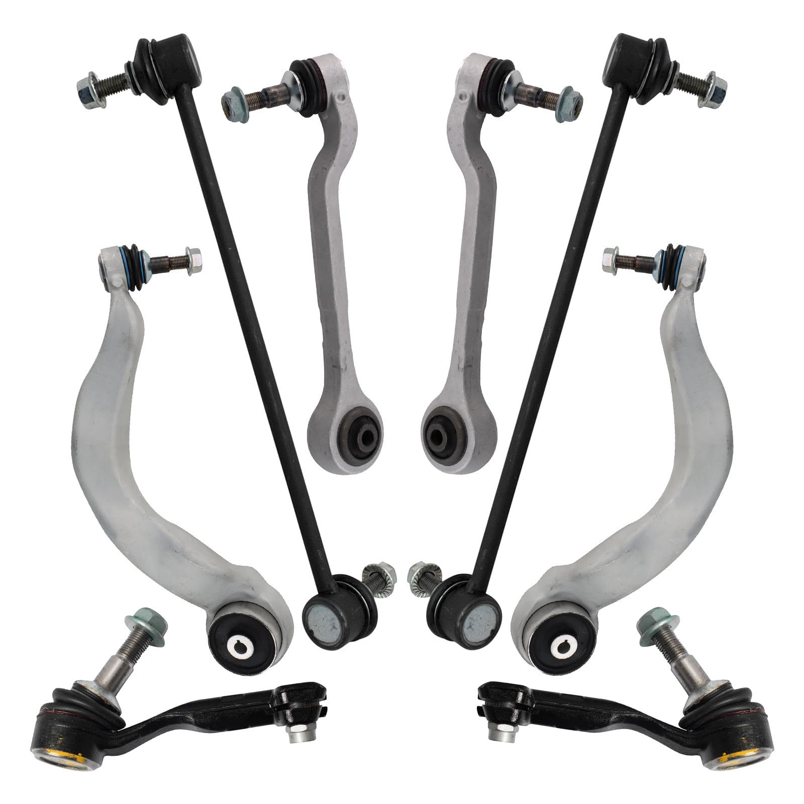 TRQ Front Steering & Suspension Kit Control Arm with Ball Joint Sway Bar Stabilizer Link Tie Rod Compatible with 2014-2016 BMW 328i GT xDrive 2017-2019 330i GT xDrive 335i GT xDrive 340i GT xDrive