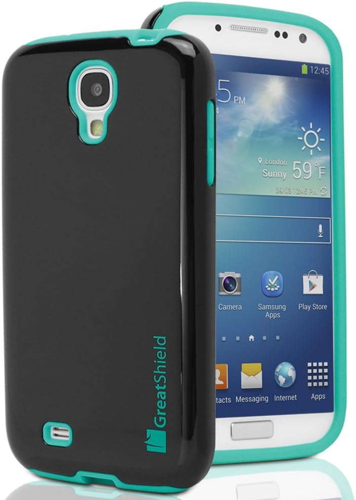 GreatShield NEON Series PC + Silicone Dual Layer Hybrid Case for Samsung Galaxy S4 SIV S IV / GT-I9500 - Black & Blue