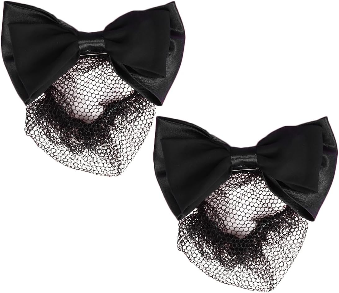ARTIBETTER Elastic Hair Snood with Bowknot Mesh Clip for Women Bun Cover Hair Net Elegant Office Dance Accessories