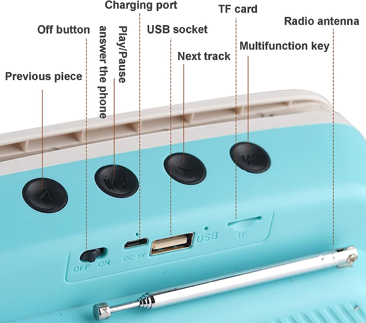 Przenośne radio cyfrowe DAB/DAB+ FM, mini radio retro, głośniki Bluetooth 5.0, odtwarzacz muzyki do kina domowego, uchwyt na telefon na imprezy, głośny dźwięk, kompaktowa konstrukcja
