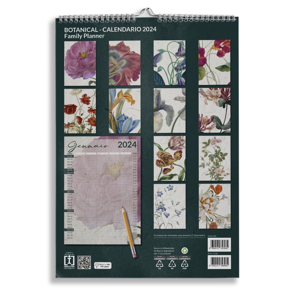 A4 Family Planner 2026 With 5 Columns, Jan. 2026 Dec