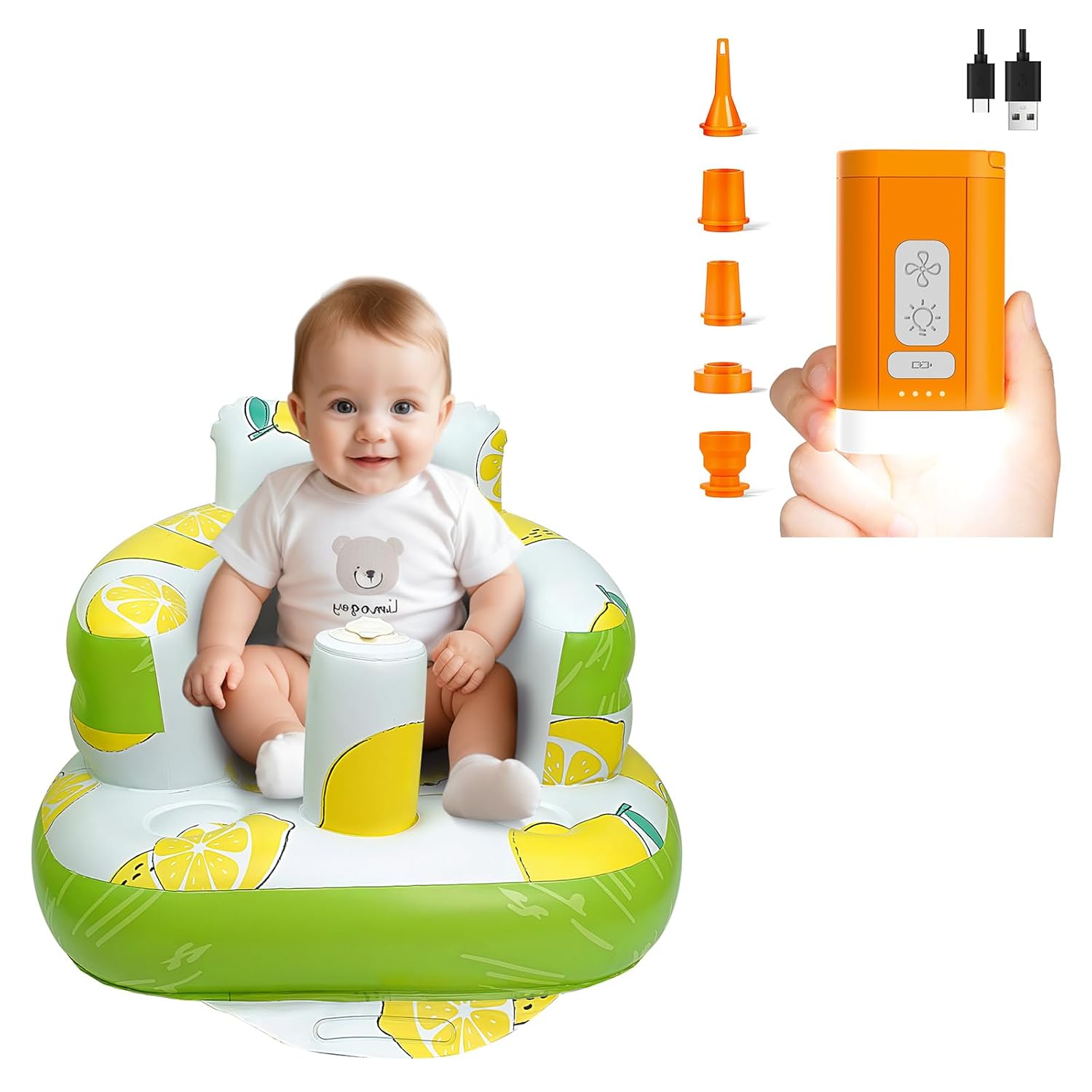 AirSwim Inflatable Baby Seat and Portable Electric Air Pump for Inflatables