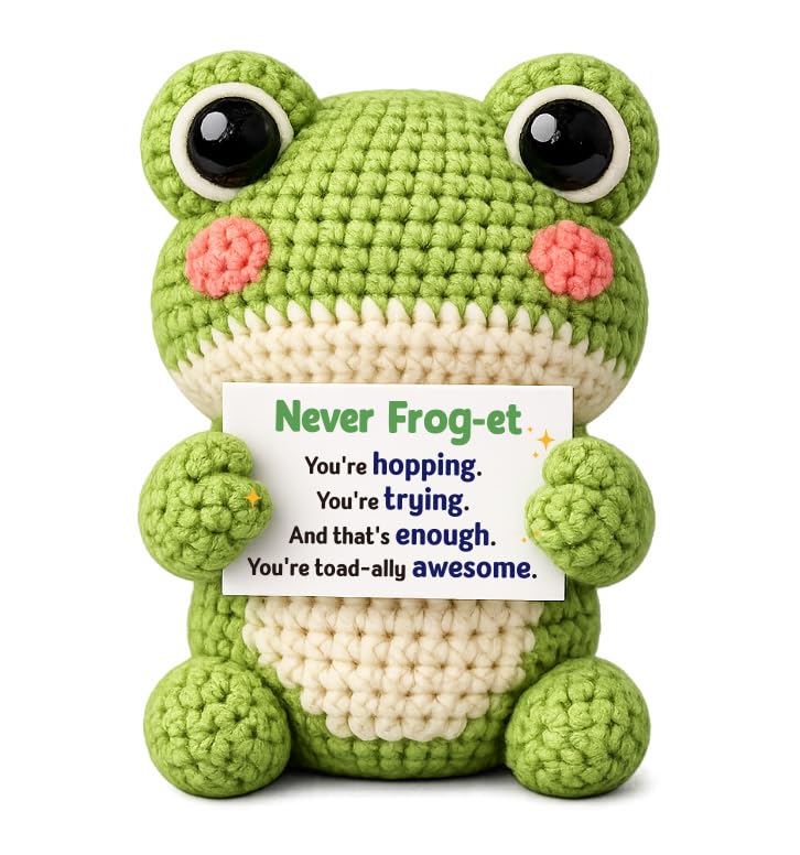 Muñeca de rana hecha a crochet para amistad y ánimo miniatura 1