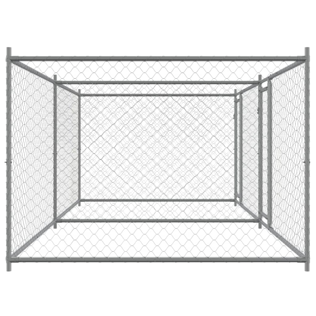 Cuccia per cani con porte, 4 x 2 x 1,5 m, in acciaio zincato, resistente alle intemperie, per interni ed esterni, griglia di protezione per cuccioli e animali domestici, barriera sicura per