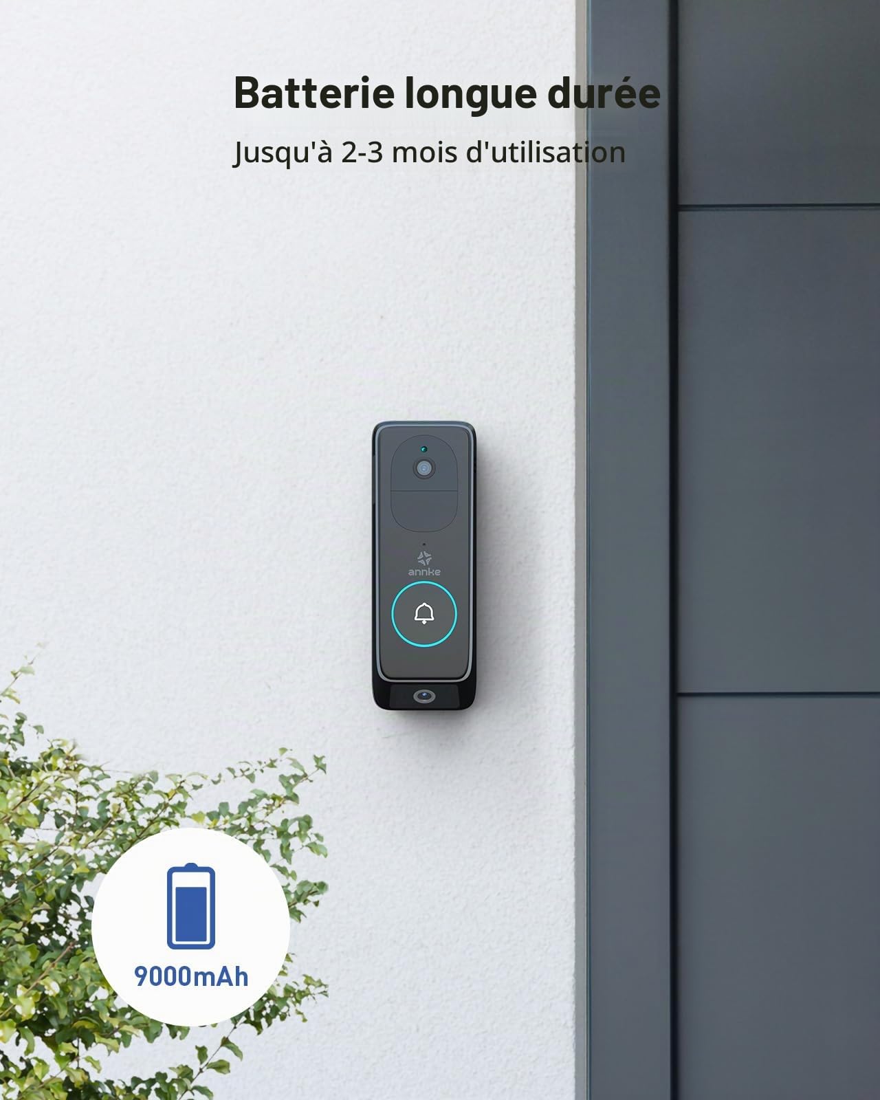 ANNKE Sonnettes Vidéo à Double Objectif avec 2K/3MP Caméra de Surveillance WiFi Extérieure, Vue Diagonale à 190°, Audio Bidirectionnel, PIR Détection Humaine, Vision Nocturne, Etanche, Alertes