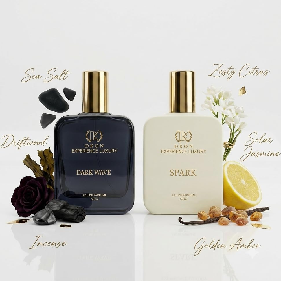 Image of DKON Dark Wave Spark Long Lasting Perfume Combo for Men Women | Premium Luxury Eau De Parfum | Strong Fresh Fragrance | 50ml 50ml Combo | Ideal Gift Set