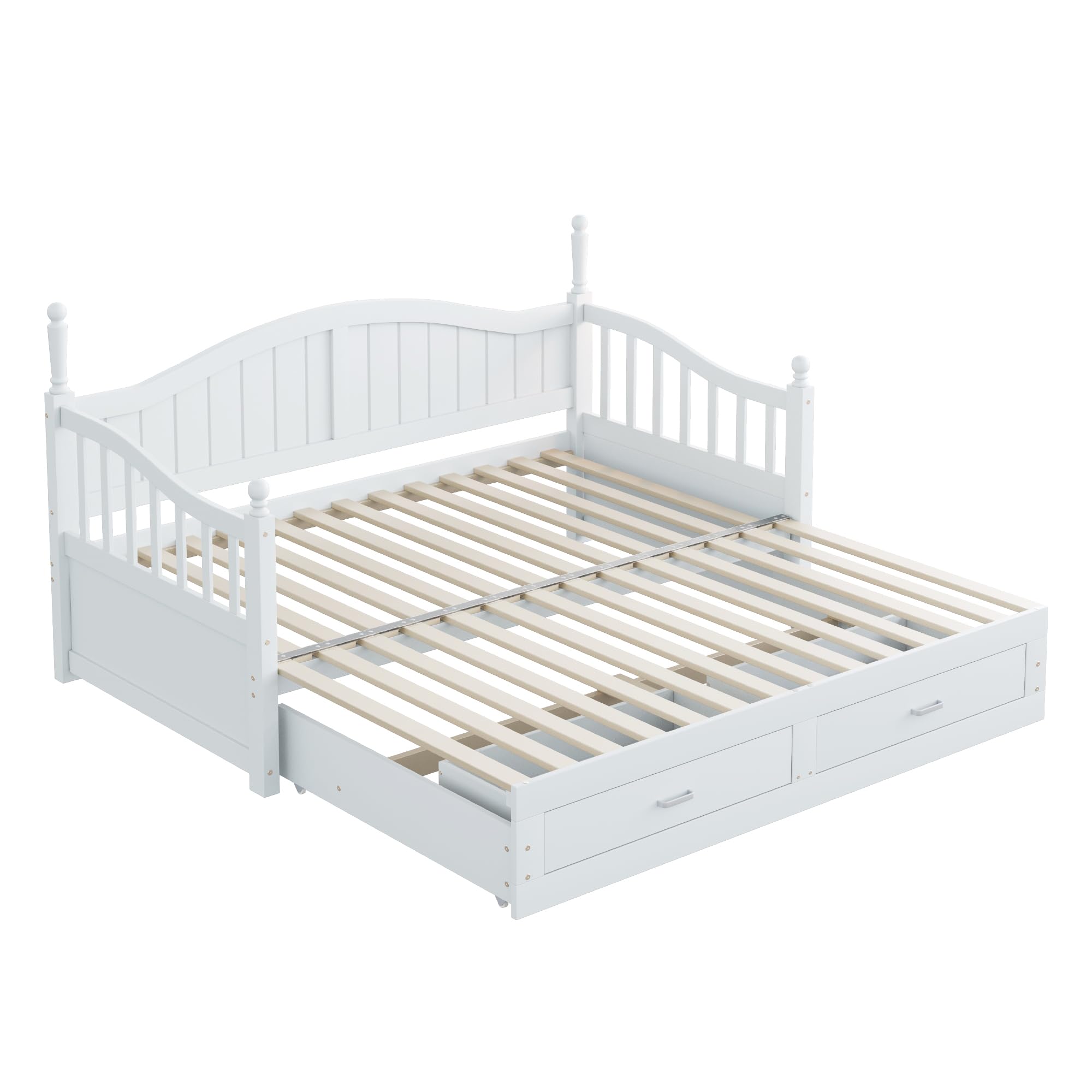 Sofá Cama Extensible de Madera Maciza, Cama Nido 90/180 * 190 cm, Cama Plegable, Cama con cajones, Cama Plegable, Cama Multifuncional de Madera de Pino