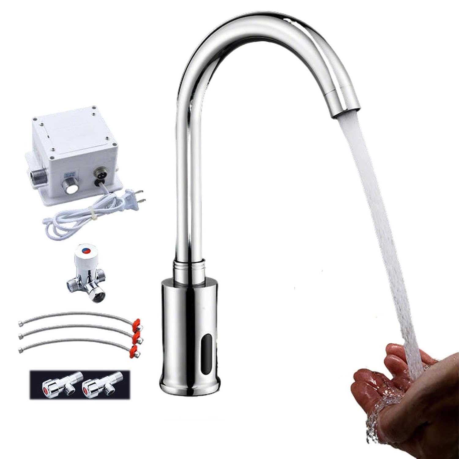 Grifo de lavabo con sensor infrarrojos y caja de control para baño automático