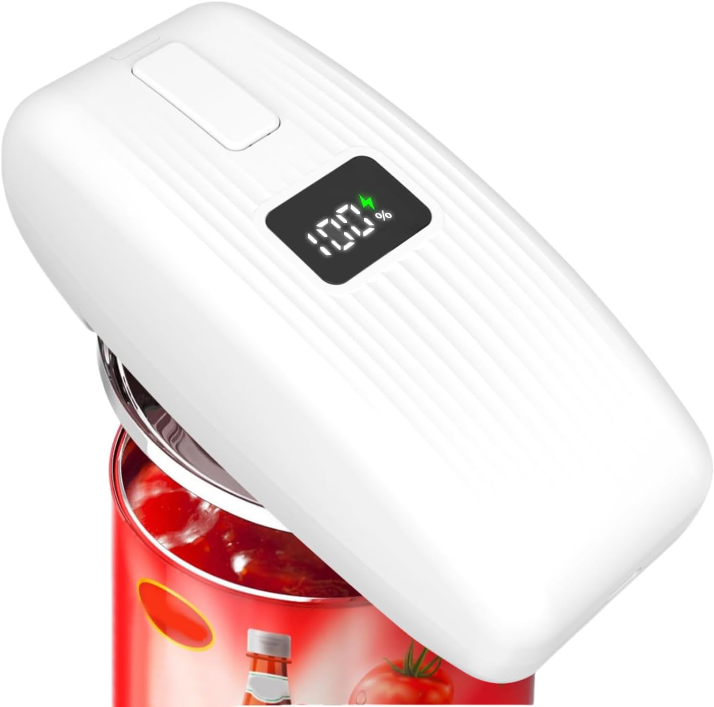 Electric Can Opener with LED Display, USB Rechargeable, One-Touch Automatic, Hands-Free, Smooth Edge, Compact