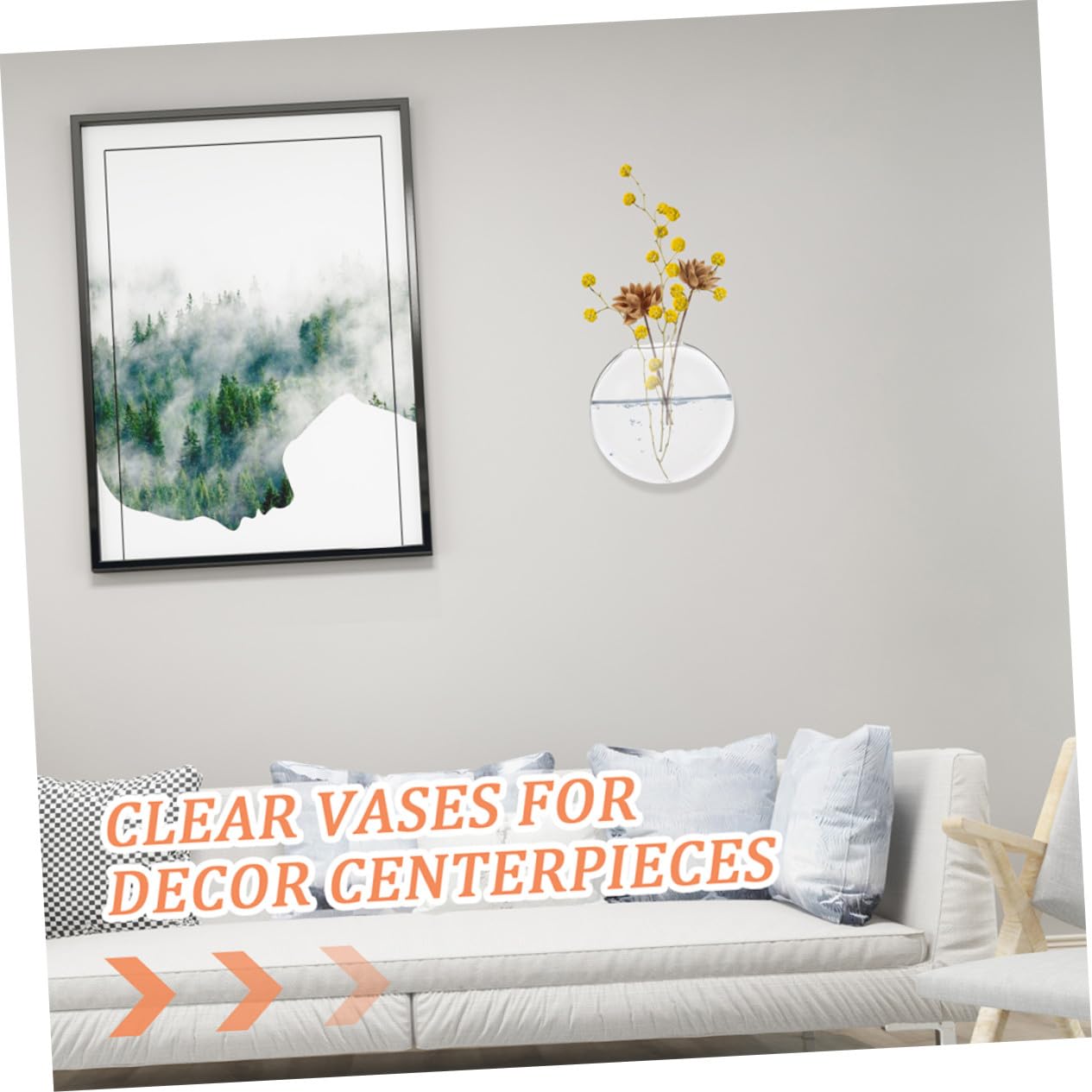 Gatuida Lot de 6 Vases Muraux Hydroponiques Transparents en Verre Compact, Support à Plantes Suspendu pour Décoration Intérieure, Jardin, Bureau et Centres de Table