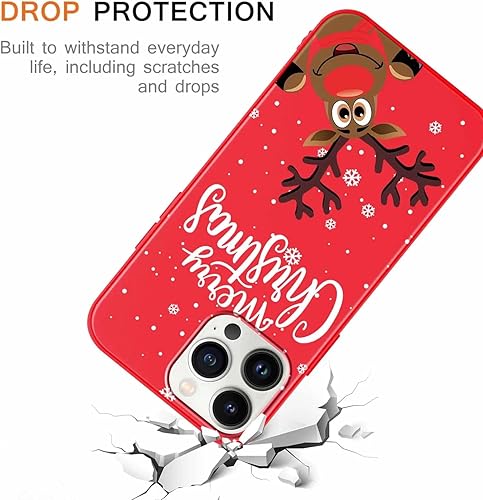 Miniatura 5 de Paquete de 2 bonitas fundas de Navidad para iPhone 13 Pro Maxinch, diseño de alce de Feliz Navidad, funda protectora de TPU de silicona suave,