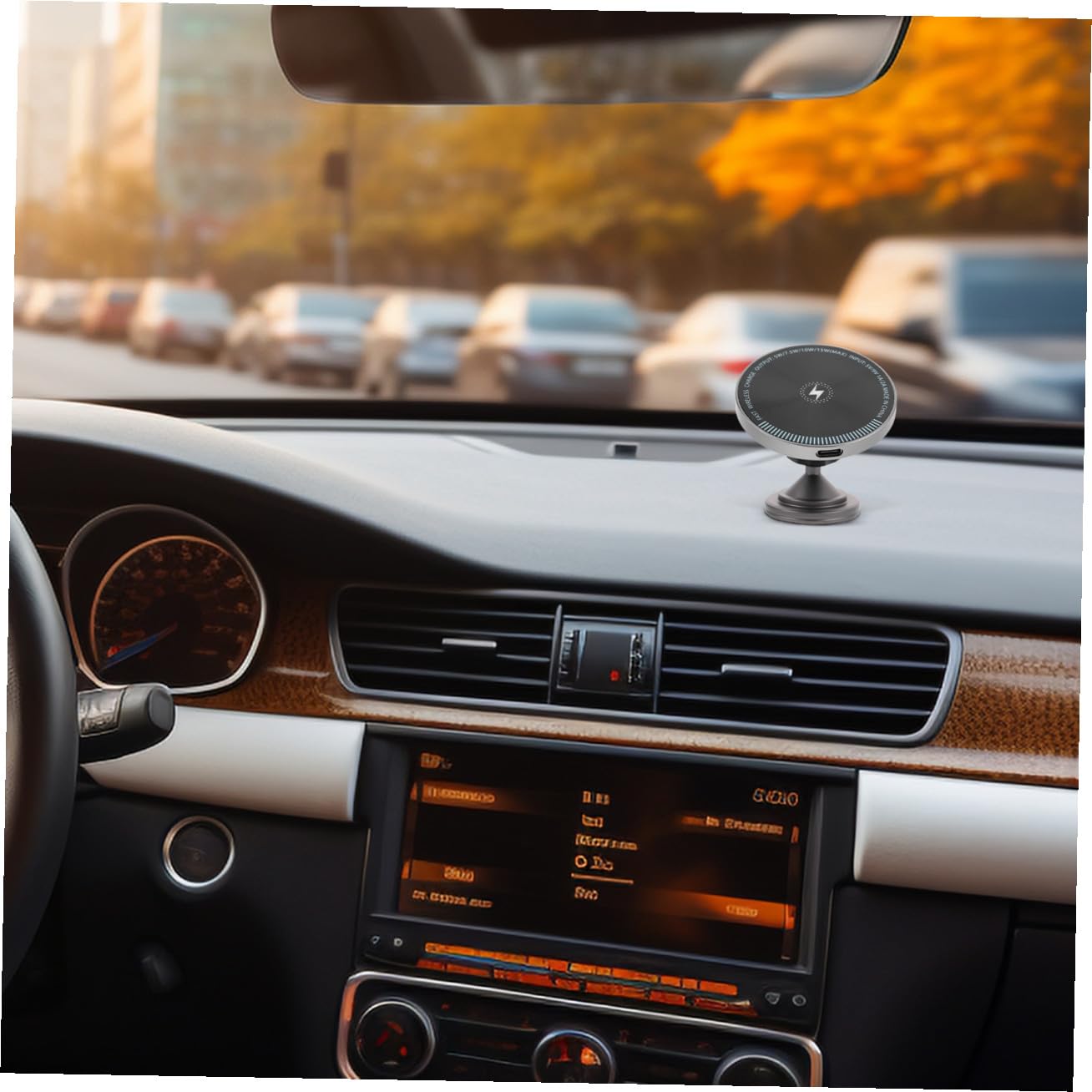 2 Piezas Cargador Inalámbrico para Coche con Soporte Ajustable para Móvil Base Magnética para Carga Rápida Accesorio Portátil Compatible con Center Console sin Cables y Ángulos