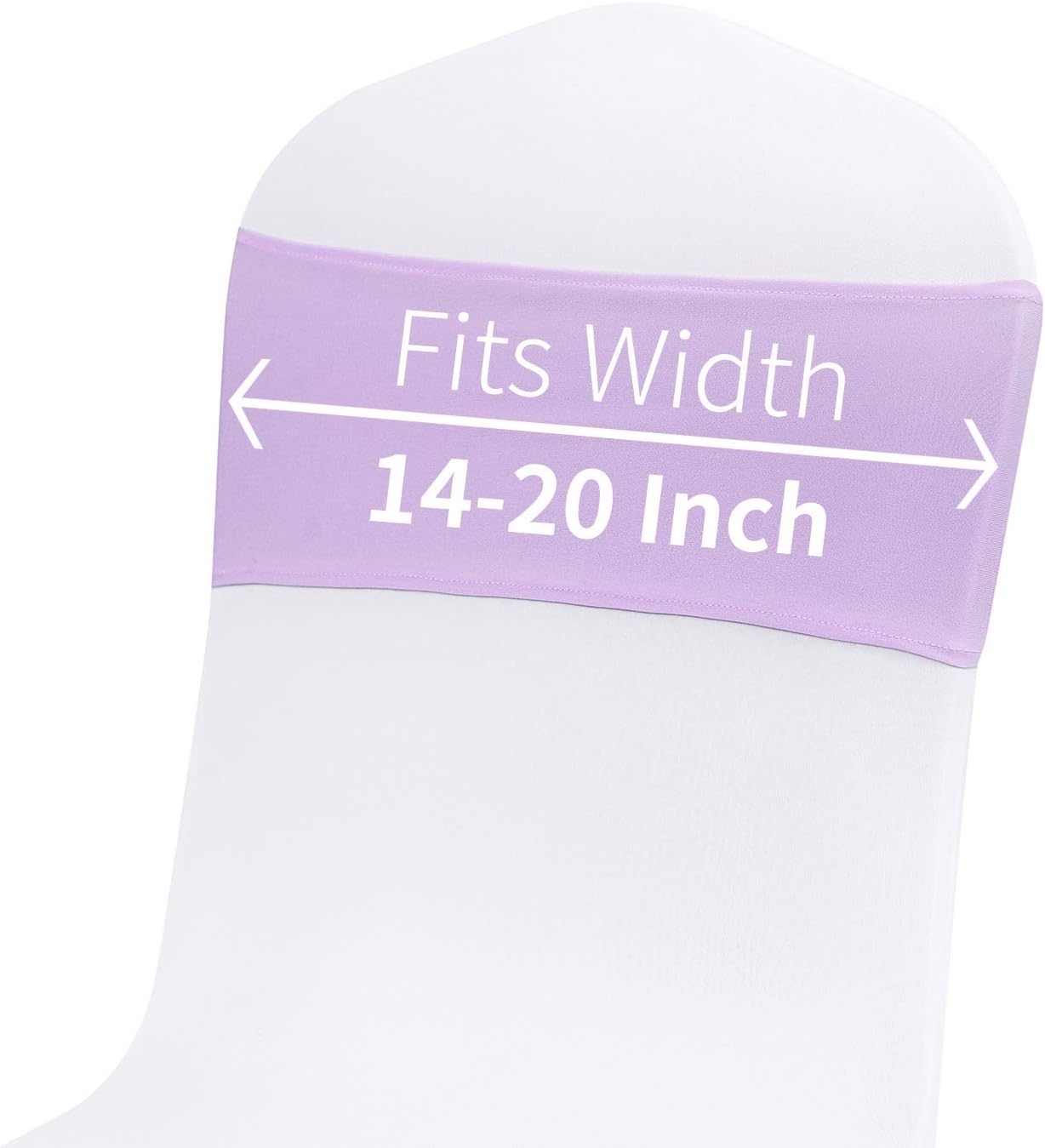 Peomeise 100pcs Lavender Spandex Chair Sashes with Buckle Slider for Wedding, Party Decoration