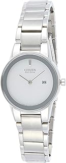 ساعة بمينا فضي وسوار فولاذ مقاوم للصدأ للنساء - Ga1050-51a من سيتيزين