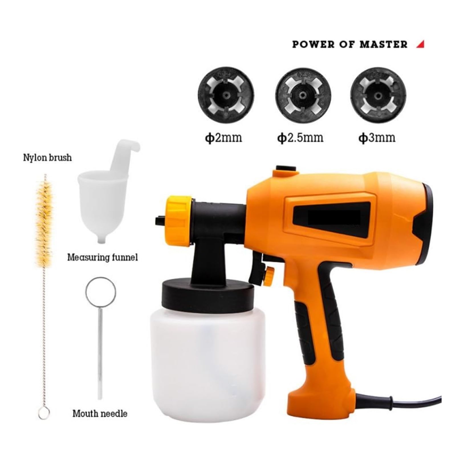 Pistolet do malowania, Elektryczny pistolet natryskowy o dużej mocy, elektryczny pistolet natryskowy do farby, 3 dysze, łatwe natryskiwanie i czyszczenie, 800 ml, elektryczny pistolet natryskowy do fa