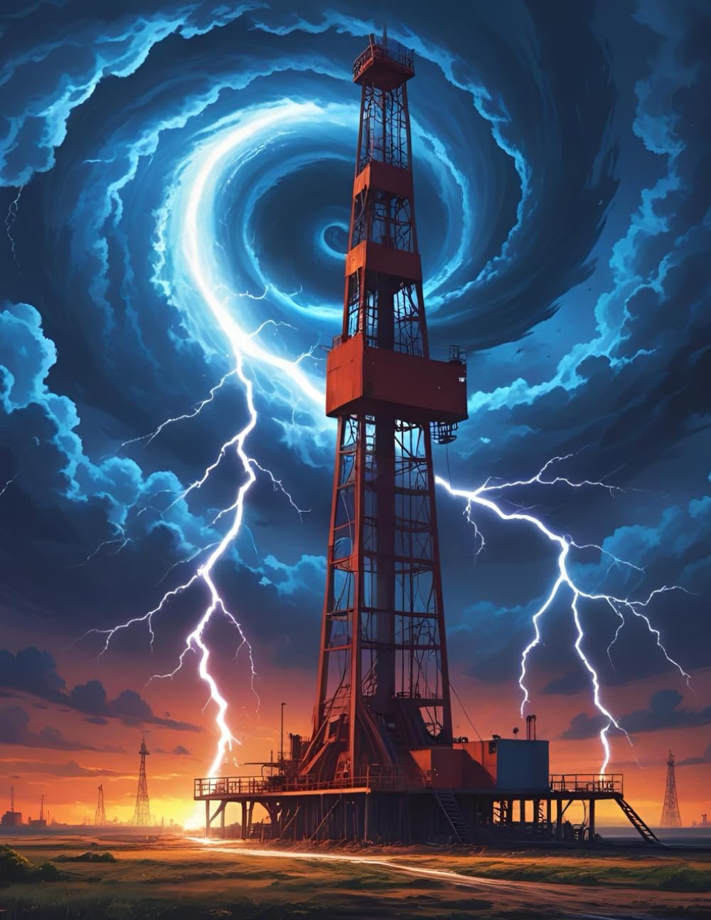 Thunder & Vortex: Oilfield Storm Notebook: 100-Page 8.5x11 Notebook Featuring Lightning and Rig Art