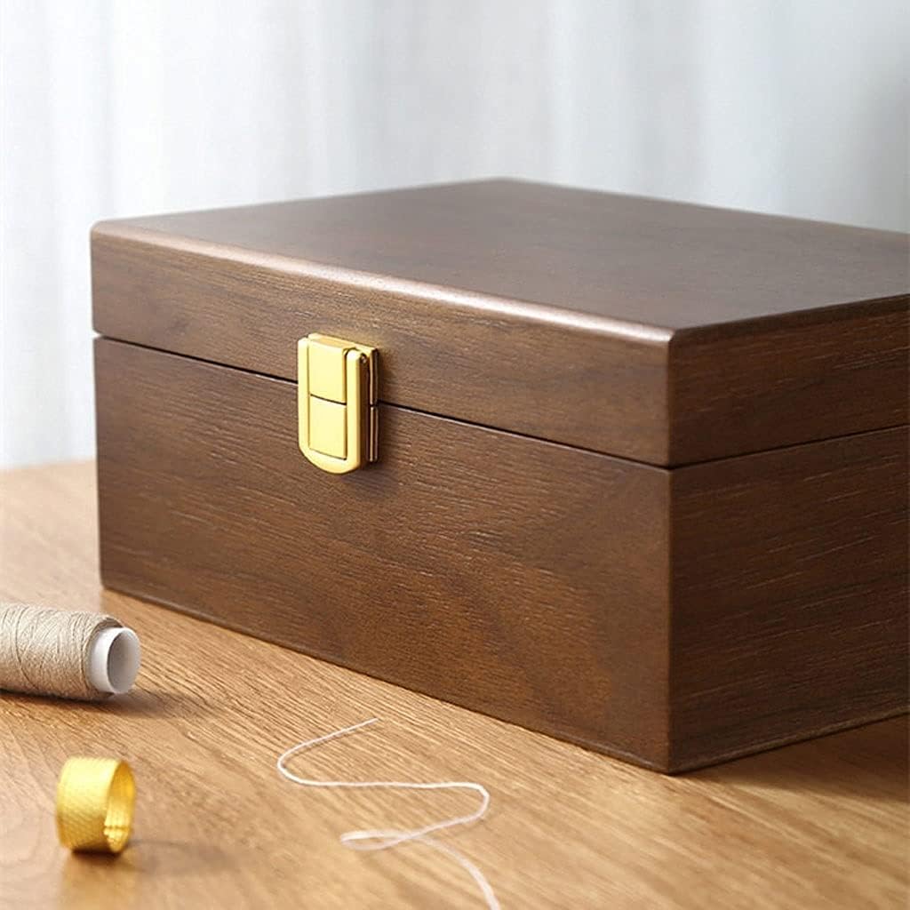 Solid Needle Wire Storage Box Household Portable Needle Box Retro Needle Wire Package Wood Multi-Function