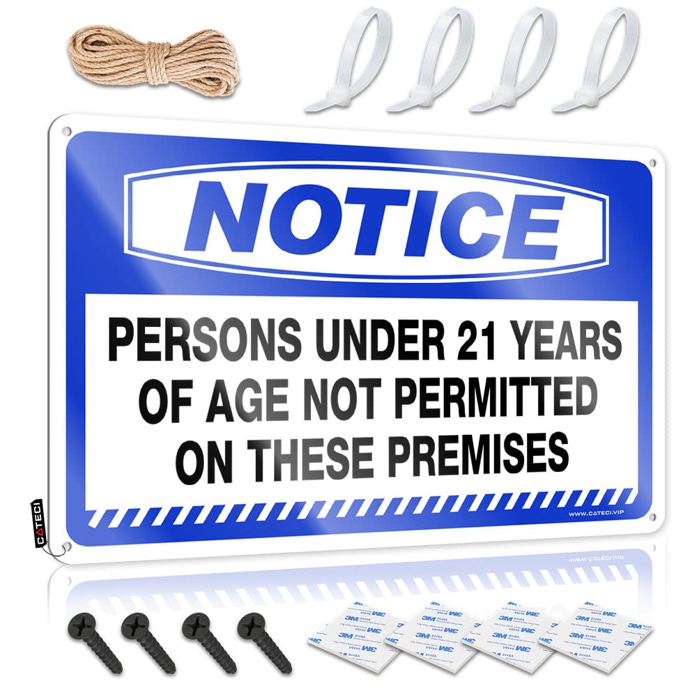 Ztbbdnqha One Color Home Bar Tin Sign Notice Persons Under 21 Years Of Age Not Permitted On These Premises Tin Sign Home Bar Decor Small Metal Tin(30X40cm)