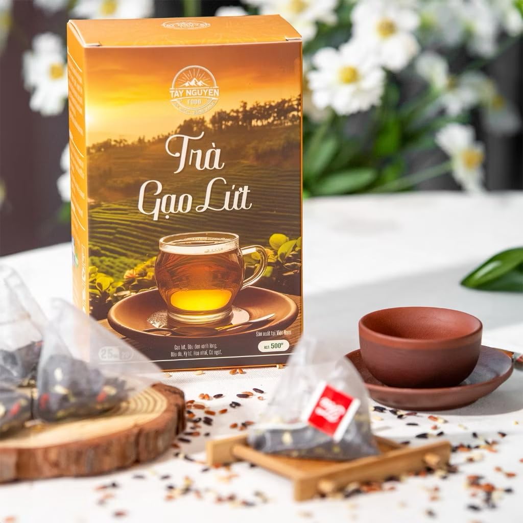 Tra Gao Luc Tay Nguyen Brown Rice Tea, Vietnamese Traditional Tea, 25 Bags, 500g, Made in Vietnam - Image 3