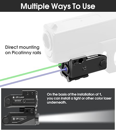 Miniatura 10 de Combo de luz láser rojo, verde, morado, azul, 800 lúmenes, linterna táctica láser, batería recargable USB integrada, luz LED táctica compacta