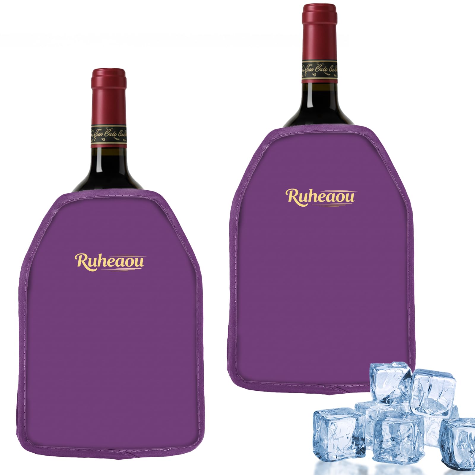 Wine Cooler Sleeve, Wine Bottle Gel Cooler Sleeve Freezer Chiller, Long Lasting Keep Wine Cool and Chill Sleeve for Prosecco Champagne Beer Wine Bottles(2count) (Purple)