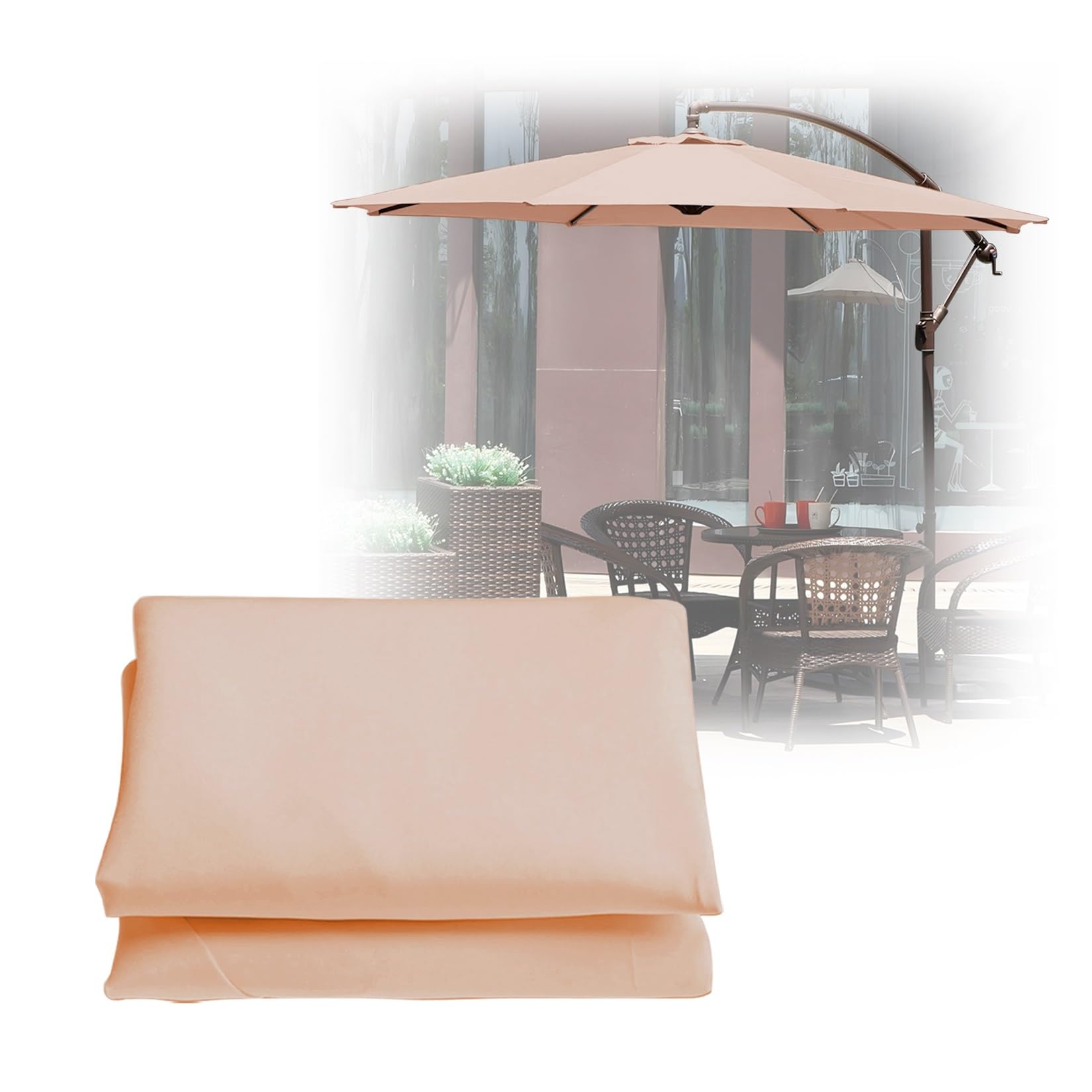 ESOYAWE Garden Parasol Covers Replacement Parasol Canopy, 6 Ribs 8 Ribs Patio Umbrella Replacement Canopy, Waterproof UV Protection Outdoor Parasol Fabric Replacement (Canopy Only)