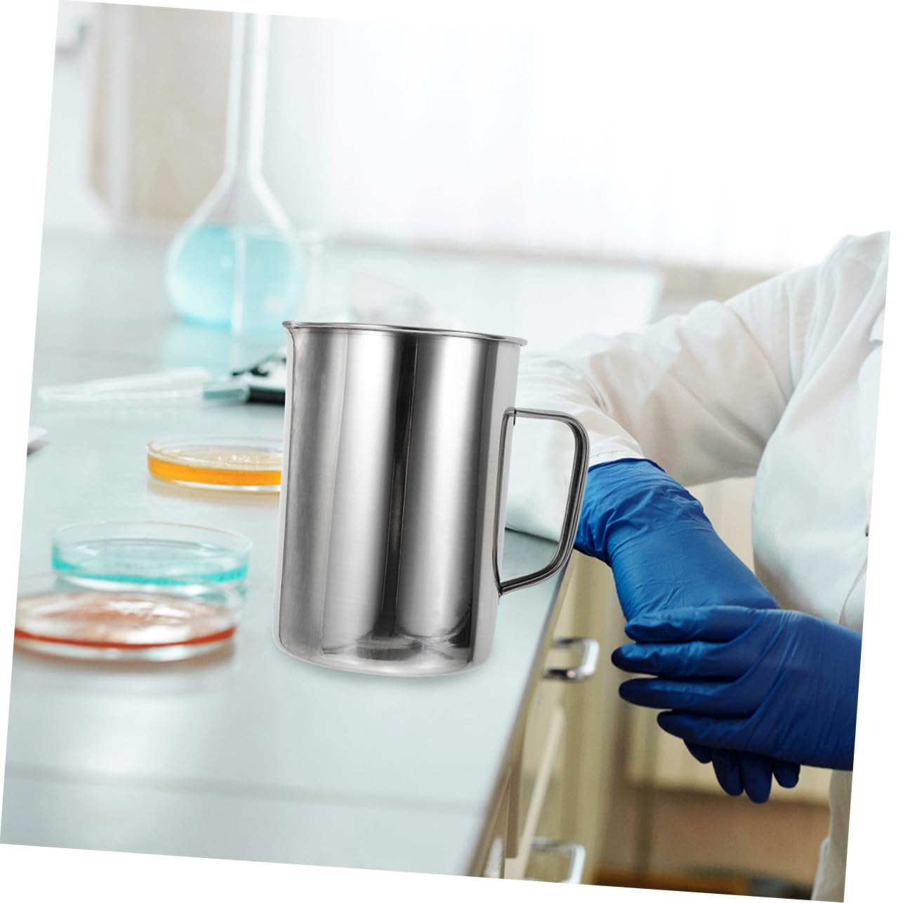 STOBAZA Tasse Doseur de Laboratoire Acier Inoxydable Gobelet Doseur à Large Ouverture Outil de Mesure Précis