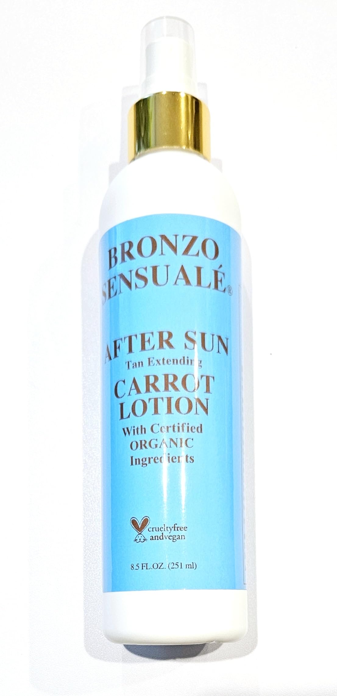 After-Sun Organic Carrot Lotion – Tan Extender by Bronzo Sensuale, 8.5 Fl. Oz.