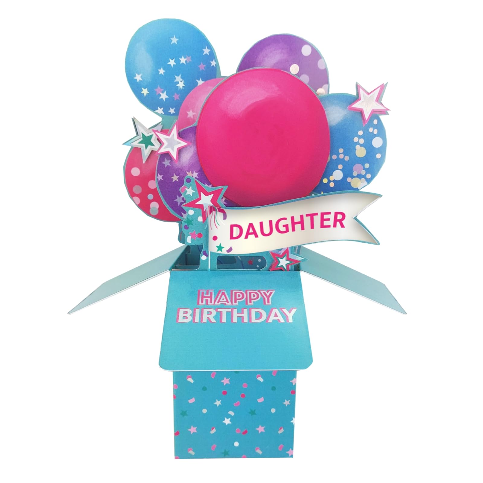 Clever Cubes Daughter Happy Birthday Pop Up Birthday Card For Her 3D Cube Card - Clever Cubes - By Second Nature - 3D Pop-Up, Colourful Design, Heartfelt Greeting, Eco-Friendly, Keepsake