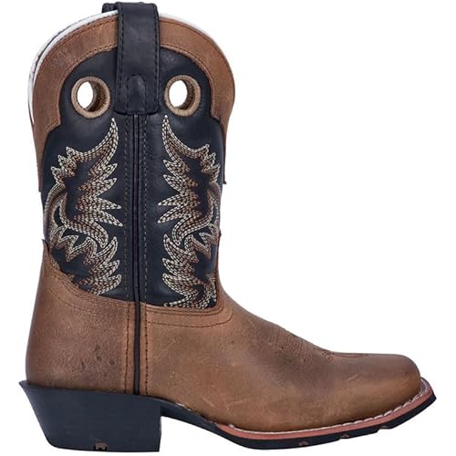 Dan Post Kids Boys River Embroidered Square Toe Casual Boots Mid Calf - Black, Brown