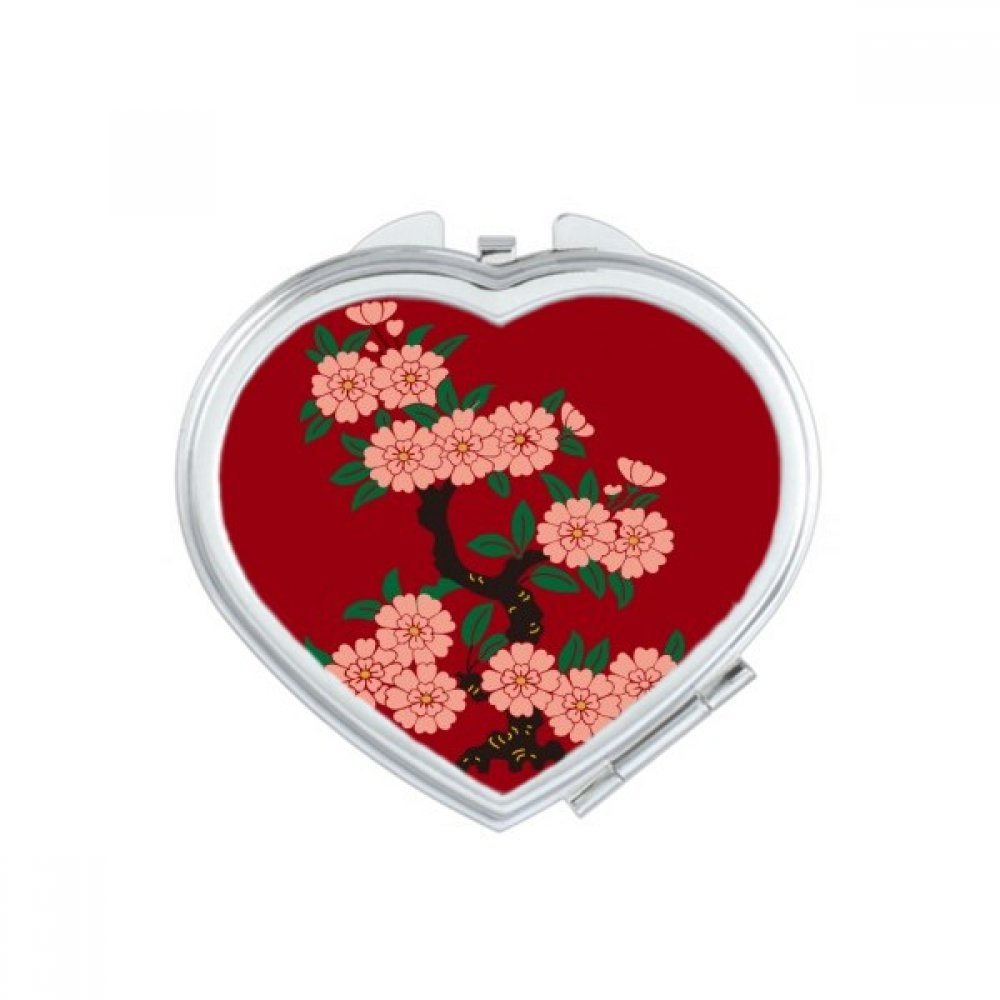 Miroir compact maquillage fleur jaune en forme de coeur portable