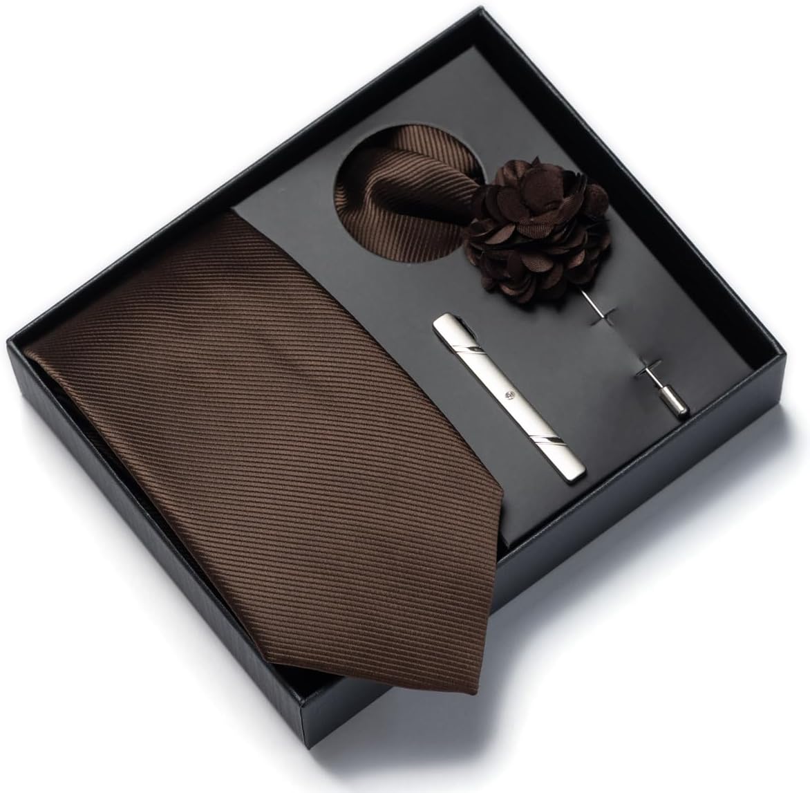 joy alice 30 Colors Solid Ties for Man Pure Color Men's Tie Set with Lapel Pin Pocket Square Tie Clip