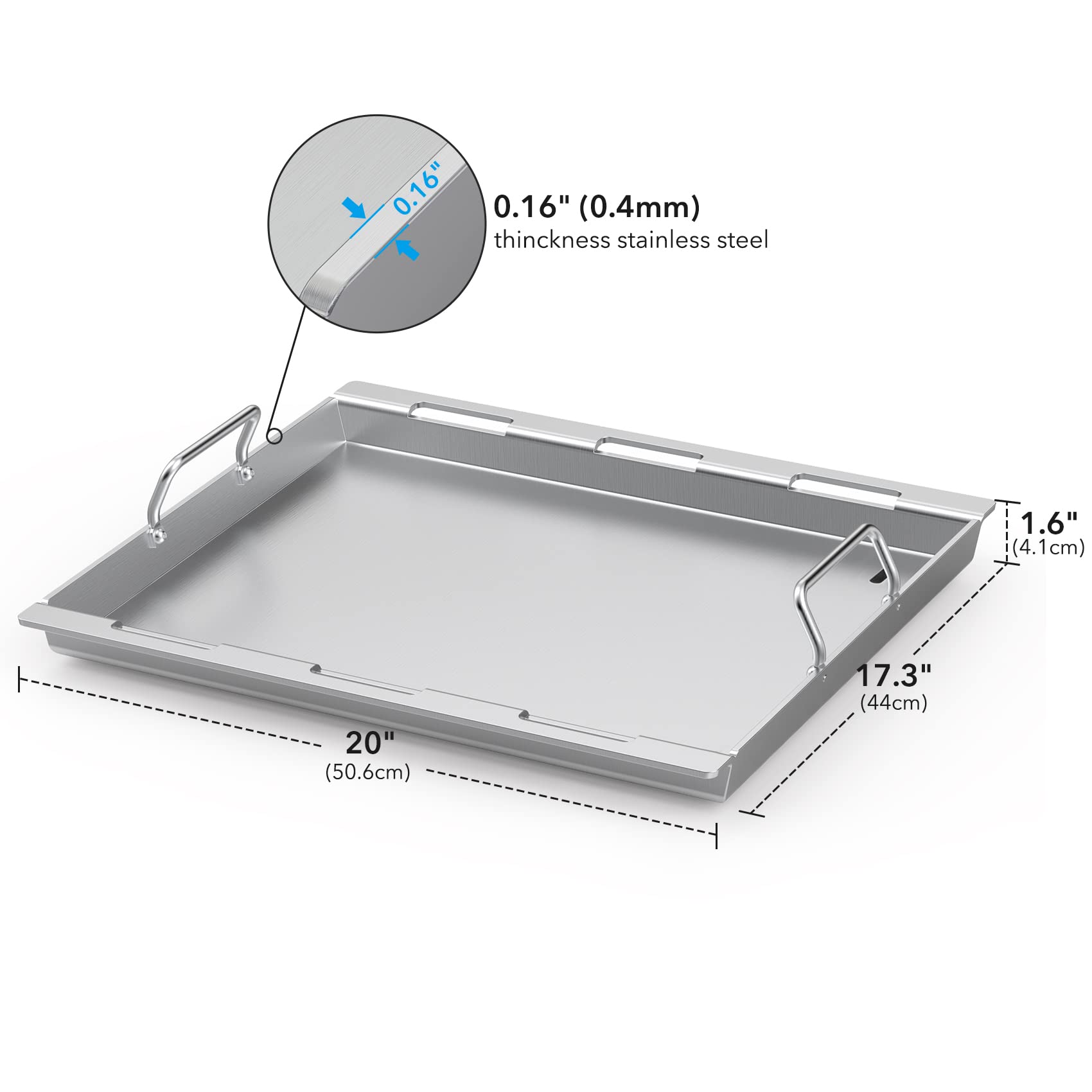 Onlyfire Plaque de Cuisson en Acier Inoxydable, pour Weber Spirit 200 Series, Spirit I & II 200 Series Gas Grills, Pièces de Rechange pour Weber Spirit S-210 E-210 E-220, 50,6 × 44 × 4,1 cm