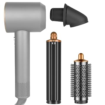 Long Barrel and Upgraded Connector Adapter with Round Volumizing Brush for Dyson Supersonic Hair Dryer