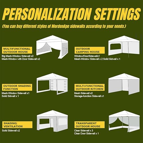 Miniatura 8 de Pared lateral para toldo desplegable de 10 x 10 pies, pierna recta, toldo impermeable instantáneo, 1 paquete solo para pared lateral del toldo