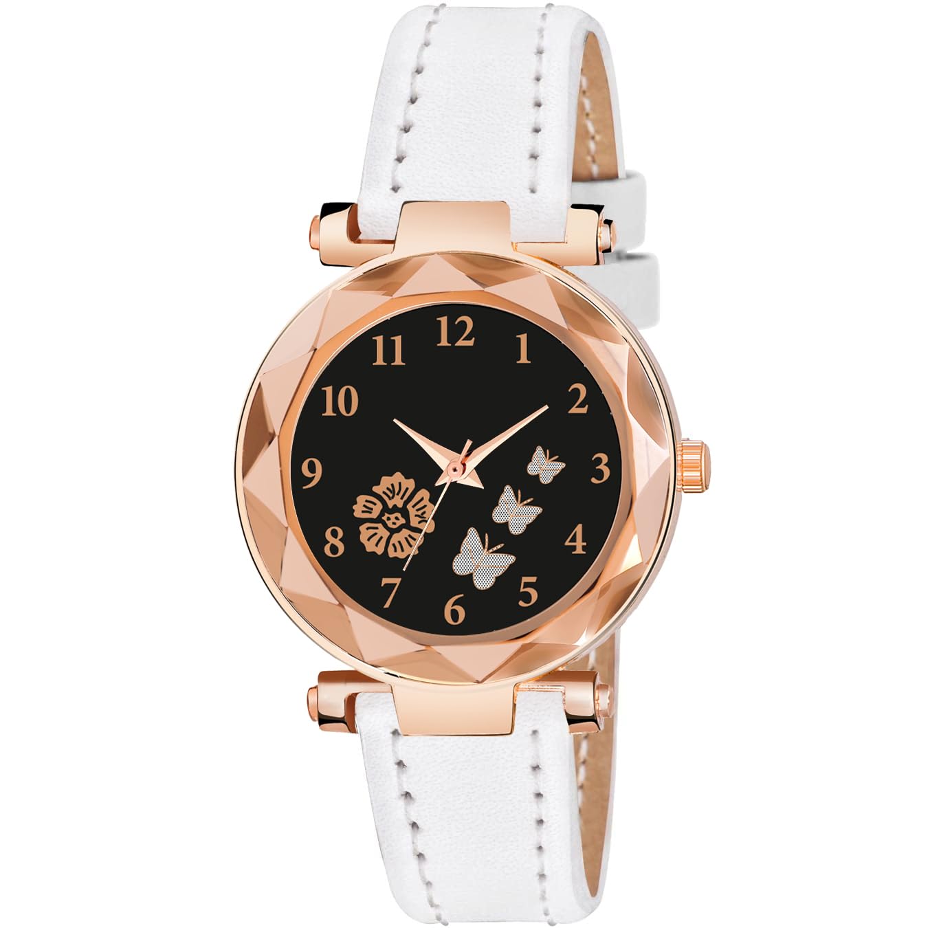 Talgo Alluring Analogue Flower Black Dial and White Leather Strap Graceful Stylish Wrist Watch for Girl and Women Pack of 1-GEN-RG-Flower-BF-BLK-D-WHT-CUTL (B0CC5F4LQQ) Amazon Price History, Amazon Price Tracker