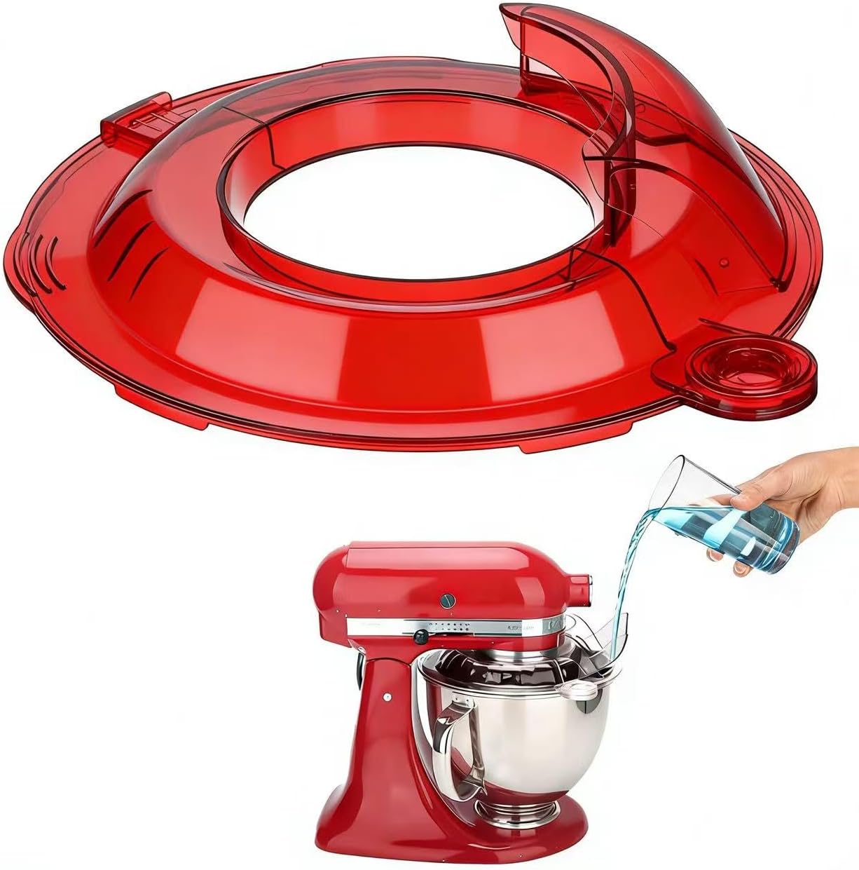 Pouring Shield Compatible with KitchenAid Tilt Head 4.5-5QT Stainless Steel, Fully Enclosed Splash Guard with Flip-Top Feed Chute, Clear Food-Grade Mixer Bowl Cover, Kitchen Aid Accessories