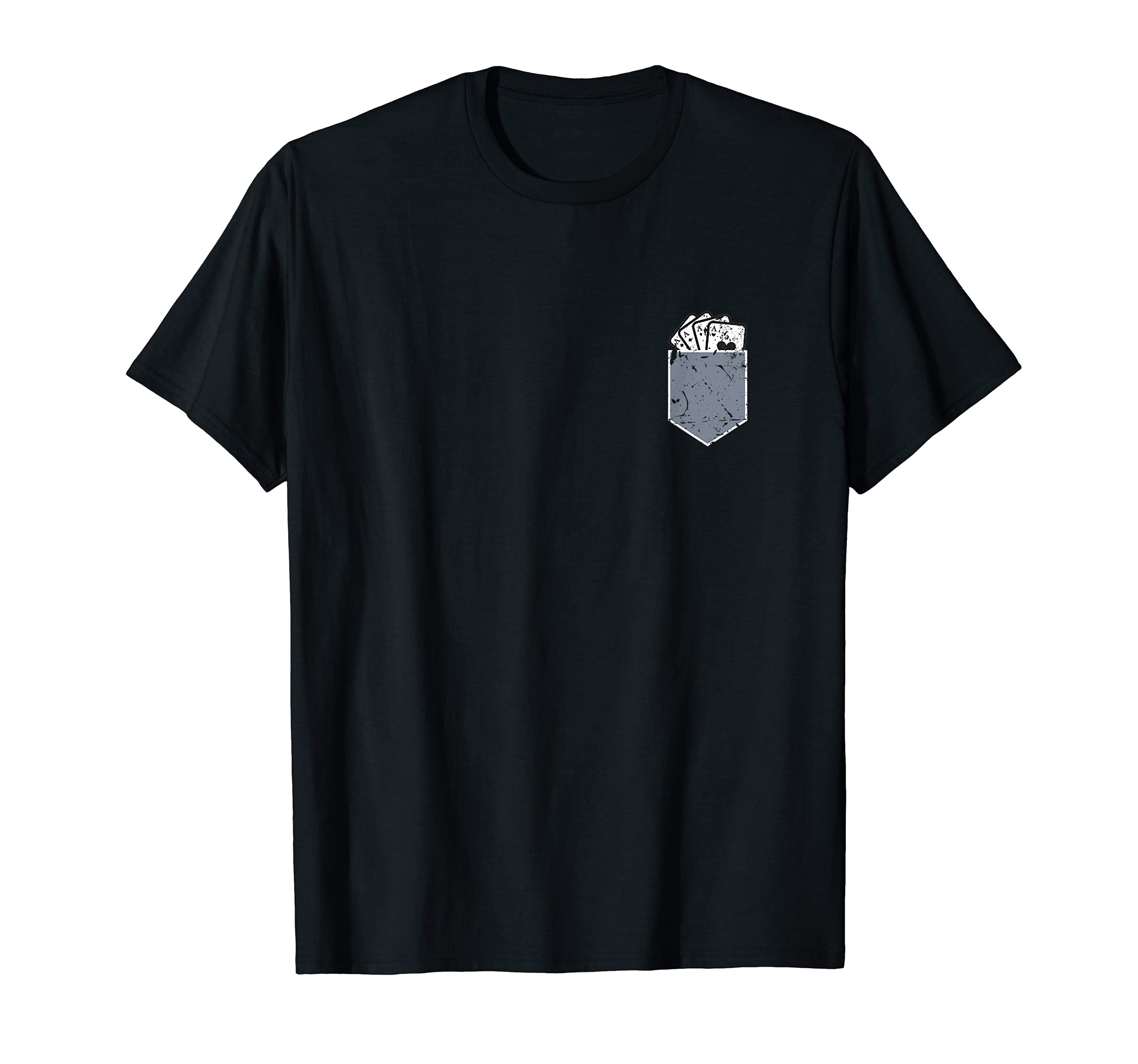 Funny Card Game Fans Pocket Tee Aces Design Poker Player T-Shirt, Black