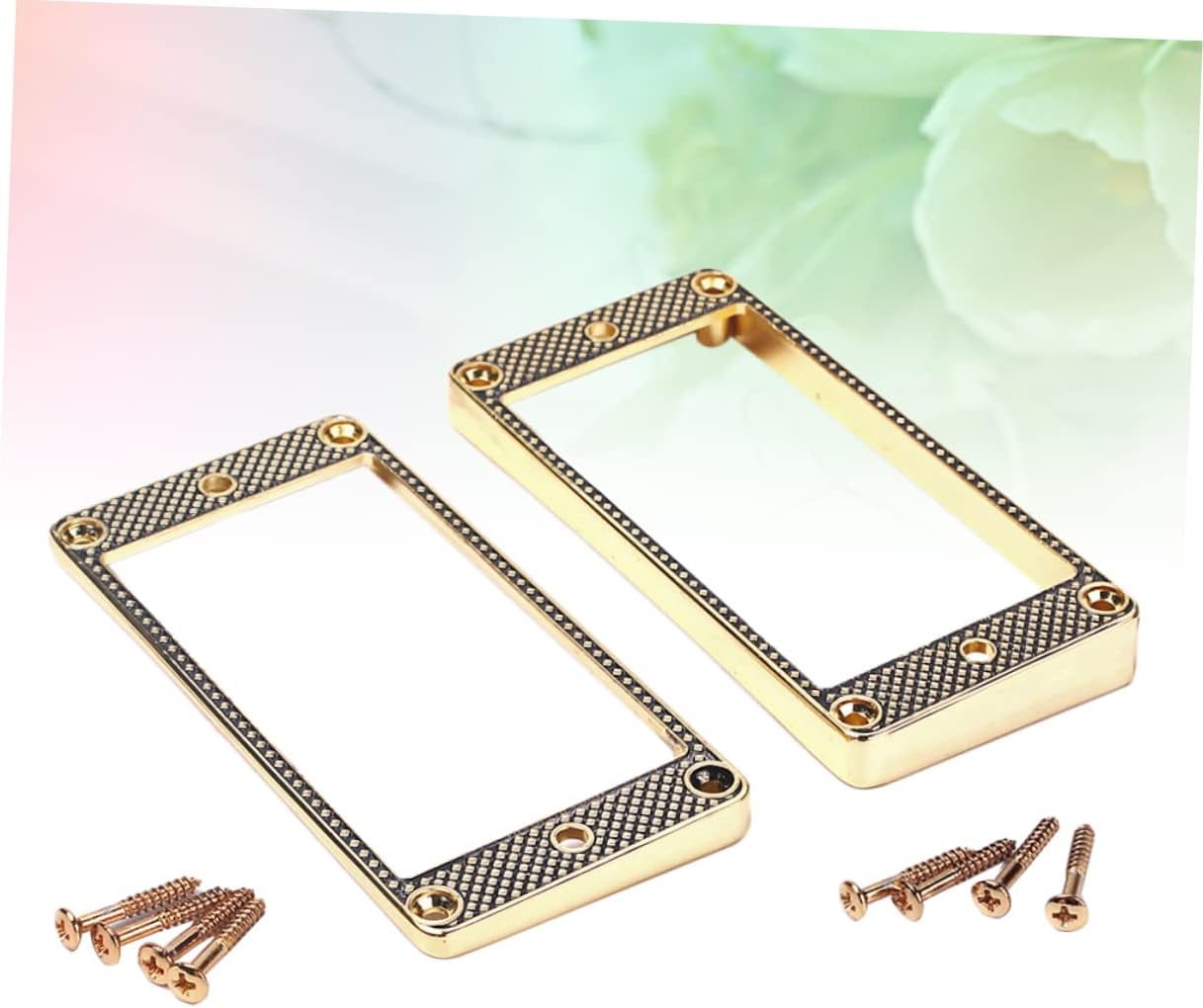 BESPORTBLE 2pcs Gold Zinc Alloy Curved Humbucker Pickup Mounting Ring Frame for Electric Guitar Durable Accessory for and Replacement